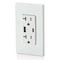 Leviton USB Receptacle, 20 A, White T5834-W - alternate 2