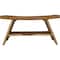 Homeroots 35" Teak Rectangular Shower Outdoor Bench With Shelf In Natural Finish 376730 - alternate 1
