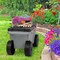 Pure Garden Rolling Garden Cart w/ Seat Plastic Storage w/ Bench & Interior Tool Tray Gardening Stool 50-LG1493 - alternate 4