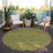 Homeroots 8' Olive Green And Brown Round Floral Washable Indoor Outdoor Area Rug 604236 - alternate 3