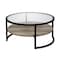 Homeroots 34" Black Glass And Steel Round Coffee Table With Shelf 520925 - alternate 4