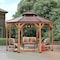Sunjoy 13ft x 13ft  Cedar Framed Octagon Gazebo, Brown Double Tiered Steel Hardtop Roof A102007900 - alternate 2