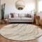 Homeroots 8' Beige Teal Blue And Ivory Round Abstract Washable Indoor Outdoor Area Rug 600206 - alternate 3