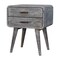 Homeroots 22" Gray Solid Wood Distressed Two Drawer Nightstand 651604 - alternate 4