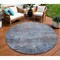 Homeroots 8' Gray And Blue Round Abstract Washable Indoor Outdoor Area Rug 616234 - alternate 1