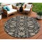 Homeroots 8' Black Brown And Ivory Round Moroccan Washable Indoor Outdoor Area Rug 605147 - alternate 1