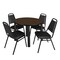 Regency Round Kee Breakroom Table W/ 4 Restaurant Stack Chairs, 36 in W, 36 in L, Neo Walnut TB36RNDNWBPBK29BK - alternate 1