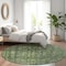 Homeroots 8' Artichoke Green And Black Round Damask Washable Indoor Outdoor Area Rug 605093 - alternate 3