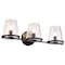 Nuvo Valentine, 3 Light Vanity, Black Finish, Hammered Glass 60/8253 - alternate 2