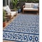 Homeroots 5' X 8' Navy Blue And Ivory Geometric Washable Indoor Outdoor Area Rug 613790 - alternate 1