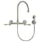 Whitehaus Collection Vintage III Plus Wall Mount Faucet with a  Long Gooseneck Swivel Spout, and Solid Brass Side Spray WHKWLV3-9301-NT-BN - alternate 2