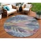 Homeroots 8' Denim Blue And Blush Round Floral Washable Indoor Outdoor Area Rug 611104 - alternate 1