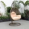 Leisuremod Beige Wicker Hanging Egg Swing Chair with Beige Cushions ESCBG-40BG - alternate 3