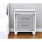 Homeroots 22" White and Silver Two Drawer Faux Crystal Bling Wood Nightstand 564651 - alternate 1