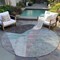 Homeroots 8' Teal Blue Aqua And Charcoal Round Abstract Washable Indoor Outdoor Area Rug 582892 - alternate 3