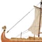 Homeroots 13" Wood Brown Solid Wood Hand Painted Model Boat Tabletop Sculpture 401957 - alternate 3