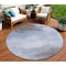 Homeroots 8' Sky Blue Gray And Ivory Round Abstract Washable Indoor Outdoor Area Rug 616858 - alternate 1