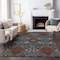 Homeroots 10' X 14' Denim Blue Brick Red And Brown Oriental Washable Indoor Outdoor Area Rug 597685 - alternate 4