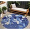 Homeroots 8' Navy Blue Ivory And Gray Round Abstract Washable Indoor Outdoor Area Rug 599588 - alternate 1