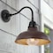 Jonathan Y Aurora 12.25" 1-Light Farmhouse Industrial Iron LED Gooseneck Arm Outdoor Sconce, Wood Finish/Copper JYL7613G - alternate 2