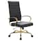 Leisuremod Benmar High-Back Leather Office Chair with Gold Frame, Black BOTG19BLL - alternate 1