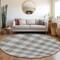 Homeroots 8' Gray And Charcoal Round Plaid Washable Indoor Outdoor Area Rug 595483 - alternate 3