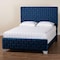 Baxton Studio Emlyn Glam and Luxe Navy Blue Velvet Fabric Queen Size Panel Bed 251-13772-ZORO - alternate 4