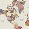 Homeroots 36" x 24" Fun Floral Map of the World Canvas Wall Art 399064 - alternate 3