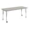 Flash Furniture Wren 60 in x 24 in Adjustable Height Activity Table, Thermal Laminate Top, Standard Legs, Light Gray XU-A2460-REC-LTGRY-T-P-CAS-GG - alternate 1