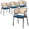 Leisuremod Ervilla Dining Chair with Stainless Steel Legs Velvet Seat and Wicker Back, Navy Blue, 4PK EC20NBU4 - alternate 1