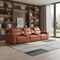 Homeroots 130" Camel Top Grain Leather Reclining Metal USB Sofa 720395 - alternate 3