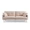 Homeroots 85" Beige Polyester Blend Convertible Futon Sleeper Sofa And Toss Pillows With Silver Legs 544952 - alternate 1