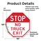Signmission Stop No Truck Exit, 10 Inch X 10 Inch, Vinyl Decal OC-D-10-324 - alternate 2