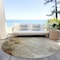 Homeroots 8' Linen Black And Copper Round Abstract Washable Indoor Outdoor Area Rug 605949 - alternate 3