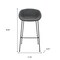 Homeroots Set of Two 30" Gray and Black Fabric and Steel Low Back Bar Height Bar Chairs 544690 - alternate 4
