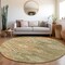 Homeroots 8' Green And Terra Cotta Round Southwestern Washable Indoor Outdoor Area Rug 603541 - alternate 2