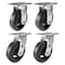 Hyw Products Heavy Duty Caster Set 6in Rubber on Cast Iron Wheels, 2 Rigid & 2 Swivel, 4PK 40-60R-A1-RC-2,40-60S-A1-RC-2 - alternate 1
