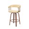 Homeroots 26" Cream And Wood Brown Faux Leather Swivel Counter Height Bar Chair 534465 - alternate 4