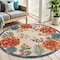 Homeroots 5' Ivory Orange Blue And Green Round Floral Indoor Outdoor Area Rug 548146 - alternate 3