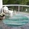 Homeroots 8' Teal Blue And Aqua Round Abstract Washable Indoor Outdoor Area Rug 604997 - alternate 4