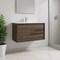 Homeroots 40" Dark Brown Wood Floating Bathroom Vanity With White Sink And Two Drawers 624113 - alternate 2