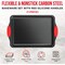 Bakkenmaster Small Nonstick Cookie Sheet, Carbon Steel w/ Gray Coating, Red Silicone Handles, Oven Safe BKSINSML - alternate 2