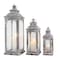 Homeroots Set of Three Clear And Gray Glass And Metal Tabletop Lantern Candle Holders, 3PK 719763 - alternate 1