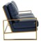 Leisuremod Jefferson Modern Design Leather Sofa with Gold Frame, Navy Blue JAG77NBU-L - alternate 4