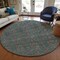 Homeroots 8' Teal Blue Beige And Taupe Round Floral Washable Indoor Outdoor Area Rug 582310 - alternate 2