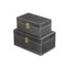 Homeroots Set of Two Black Wood And Fabric Box With Lid, 2PK 489391 - alternate 3