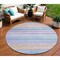 Homeroots 8' Lavender Sky Blue And Beige Round Striped Washable Indoor Outdoor Area Rug 631217 - alternate 1