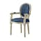 Homeroots Tufted Navy Blue and Brown Upholstered Linen Dining Arm Chair 535373 - alternate 6