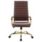 Leisuremod Benmar High-Back Leather Office Chair with Gold Frame, Brown BOTG19BRL - alternate 2