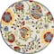 Homeroots 5' Ivory Red Green Blue And Yellow Round Floral Indoor Outdoor Area Rug 546659 - alternate 1